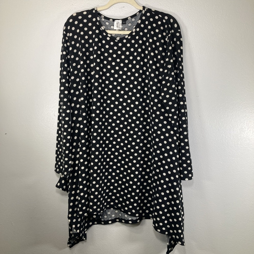 Beyond This Plane Women's 2xl Black And White Polka Dot Top A-line